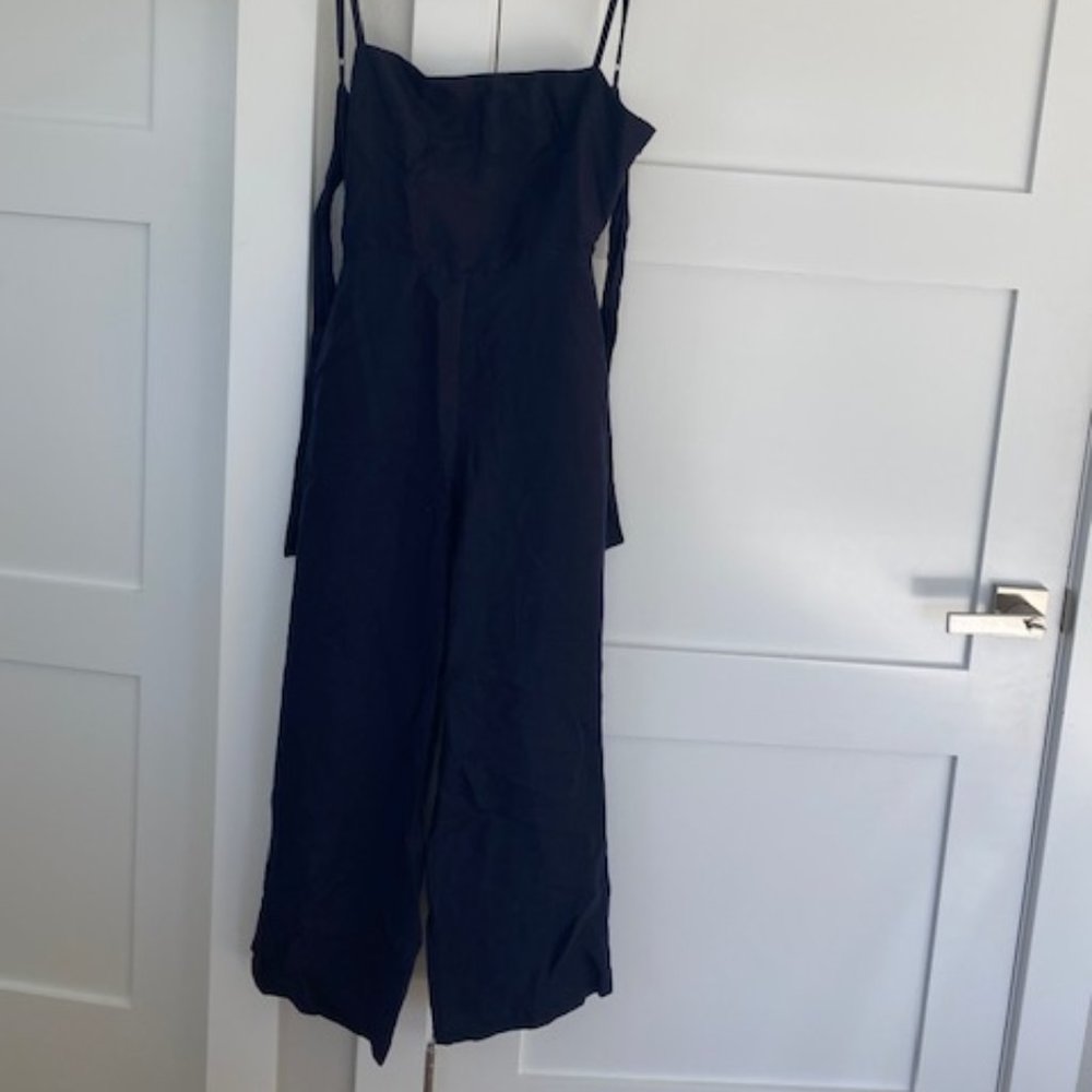 Reformation Linen Square Neck Jumpsuit with Tie Back